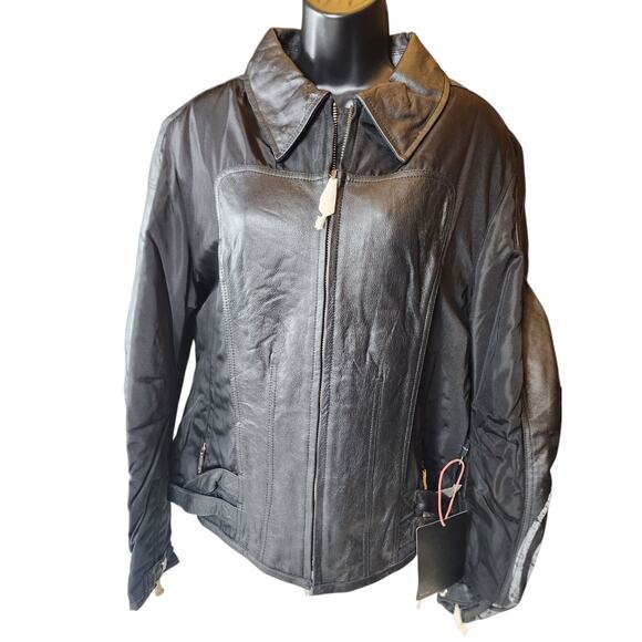 Hein Gericke Leather Motorcycle Jacket Womens 16 Protective Padded Biker Riding - Picture 13 of 16
